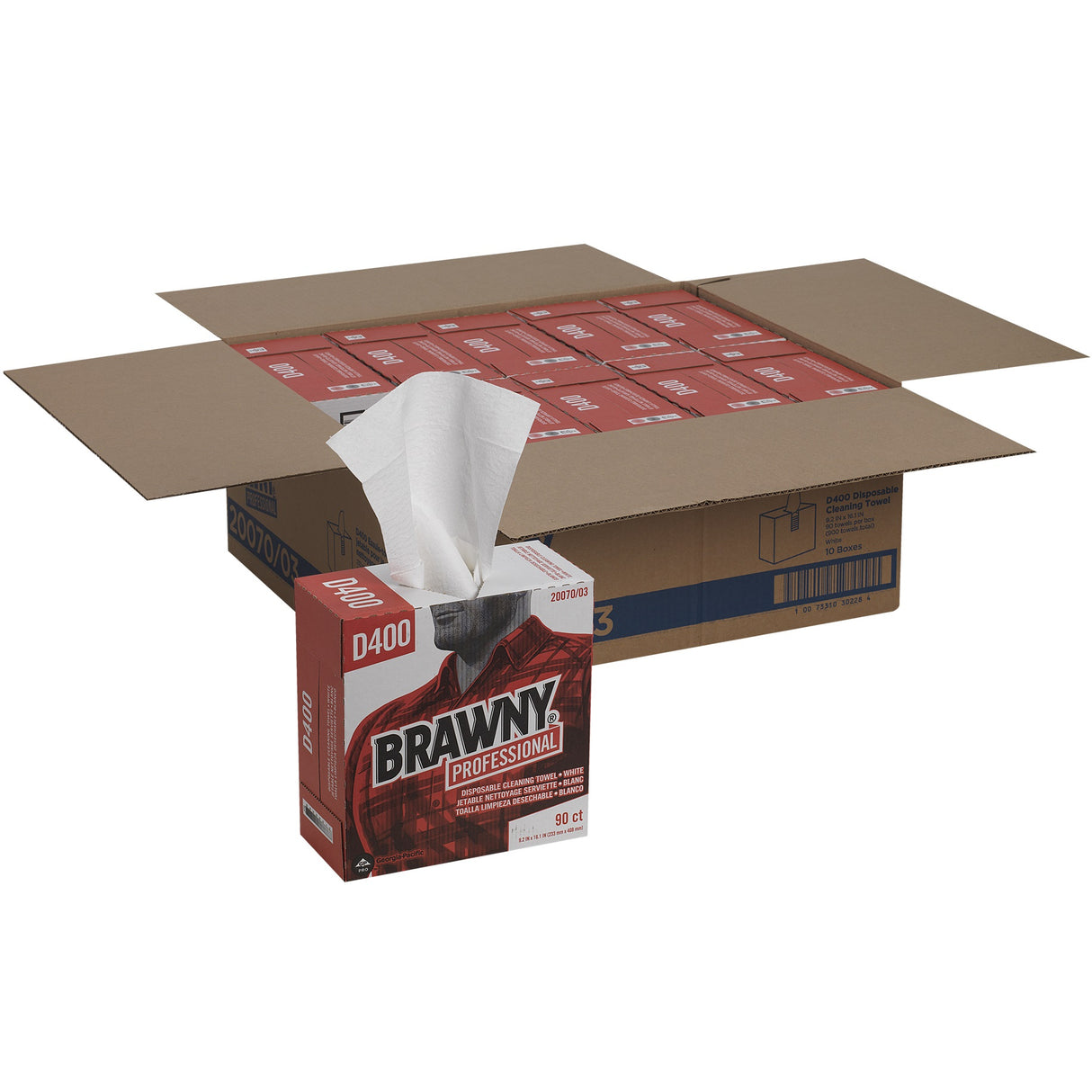 Brawny Medium Duty Premium DRC Wipers, 1-Ply, 9.25 x 16.3, Unscented, White, 90 Wipes/Box, 10 Boxes/Carton (2007003CT)