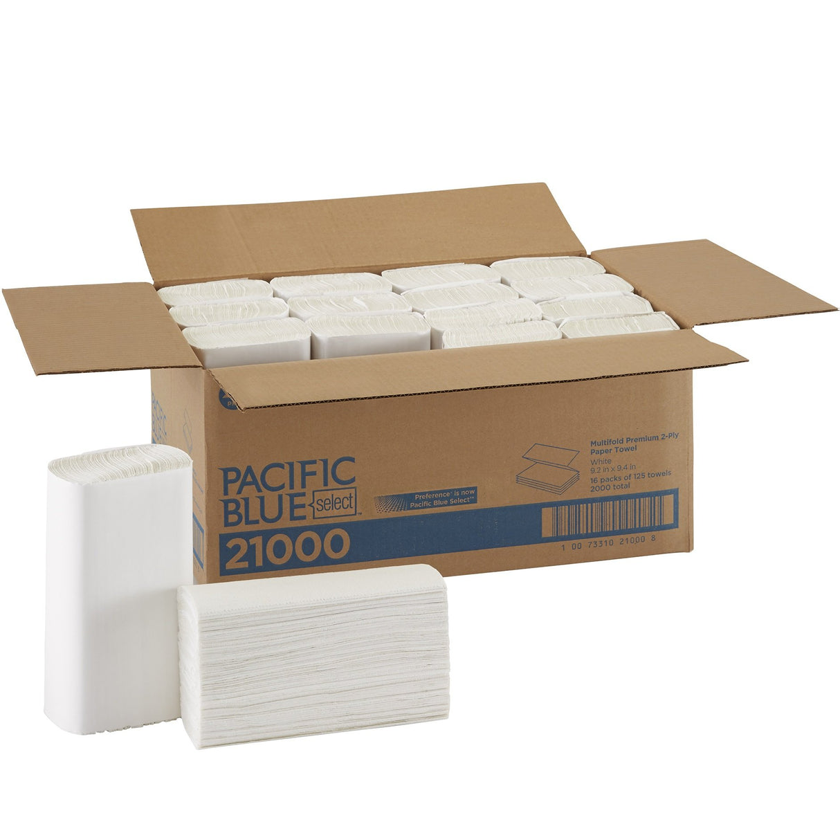 Pacific BlueÂ® Select Multifold Paper Towels, 2-Ply, White, 2000 Towels (21000)