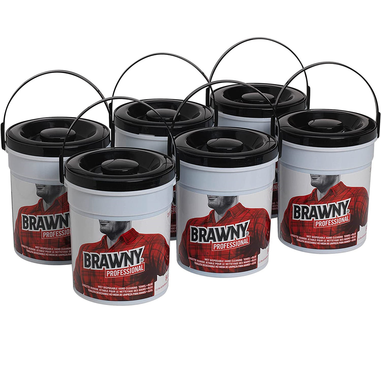 Brawny Wet Hand Towels, 1-Ply, 8.6 x 12.2, Fresh Scent, Blue, 84/Pail, 6/Carton (21501)