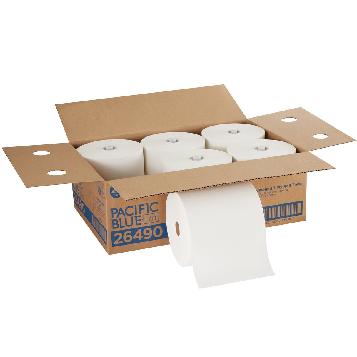 Georgia Pacific Professional Pacific Blue Ultra Paper Towels, 1-Ply, 7.87" x 1,150 ft, White, 6 Rolls/Carton (26490)
