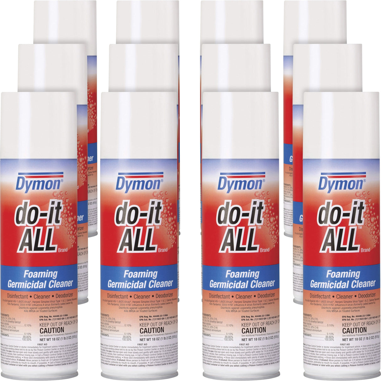 Dymon do-it-ALL Germicidal Foaming Cleaner, 18 oz Aerosol Spray, 12/Carton (08020CT)