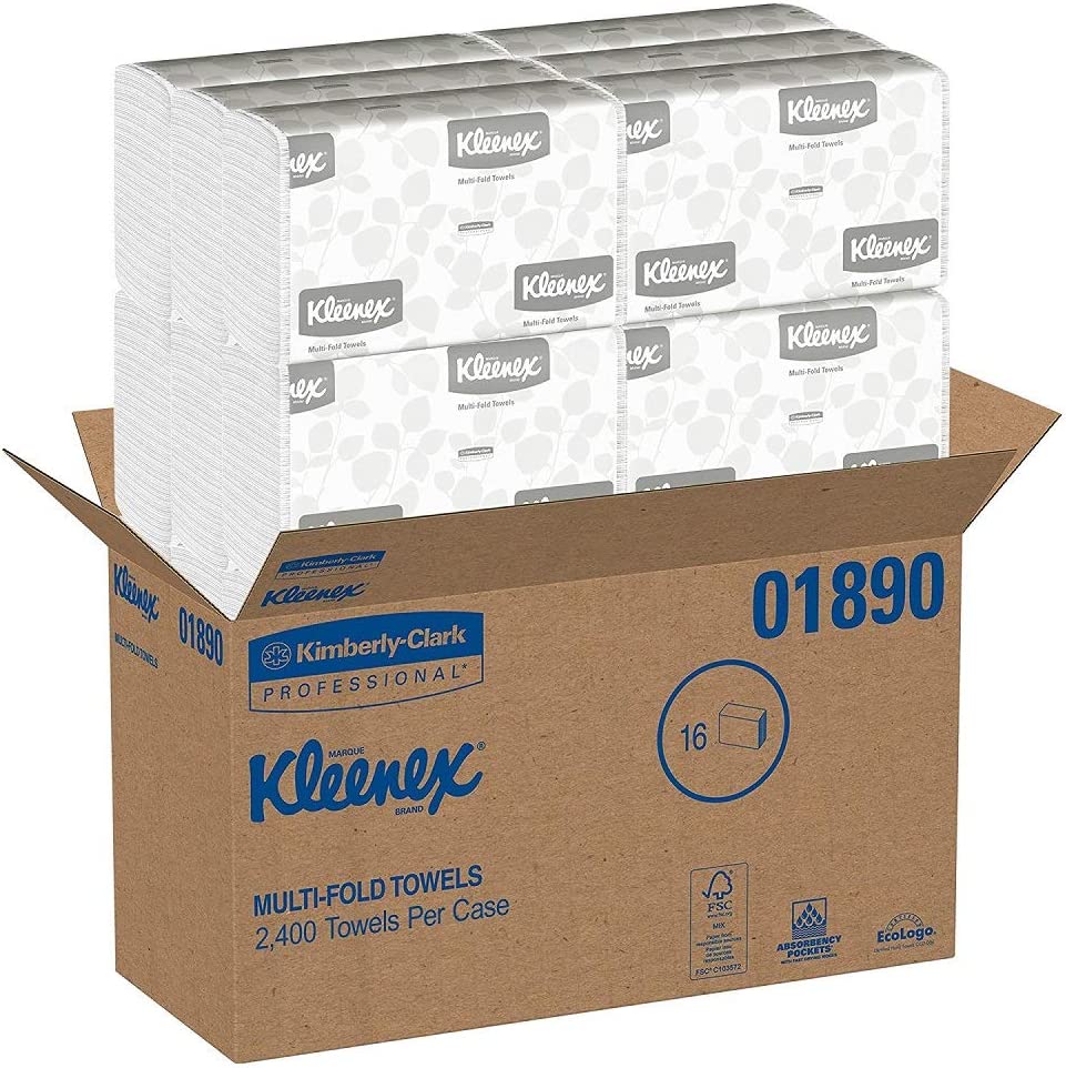 KleenexÂ® Multifold Paper Towels, 1-Ply, White, 2400 Towels (01890)