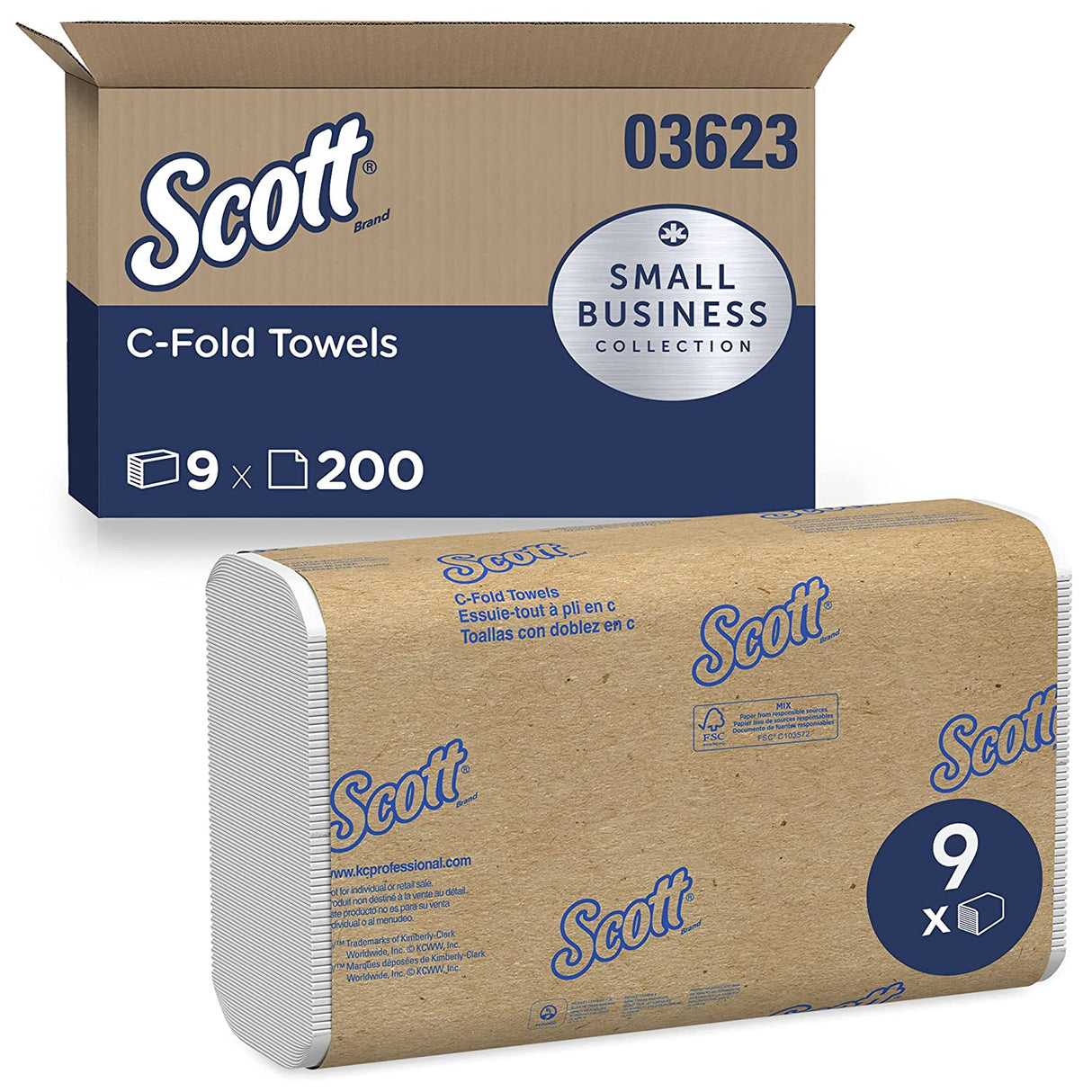 ScottÂ® Essential C-Fold Paper Towels, 1-Ply, White, 1800 Towels (03623)