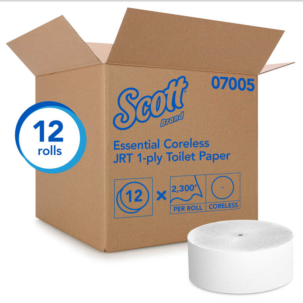 ScottÂ® Coreless Jumbo Jr. Toilet Paper Rolls, 1-Ply, 2300-ft., 12 Rolls (07005)