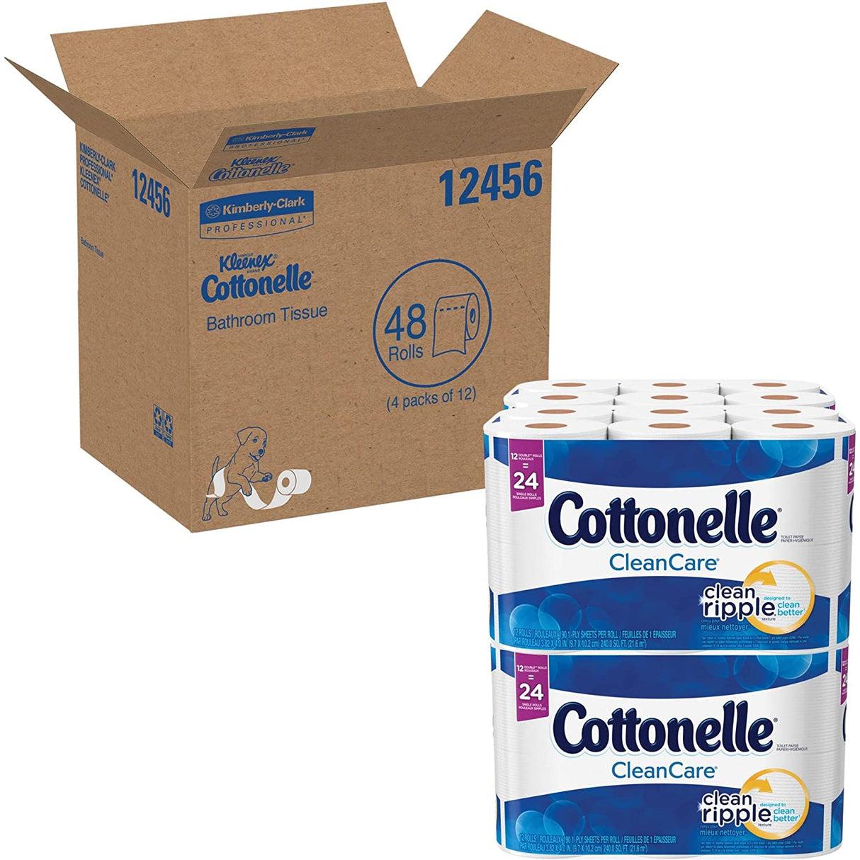 CottonelleÂ® Clean Care Toilet Paper, 1-Ply, 170 Sheets, 48 Rolls (12456)