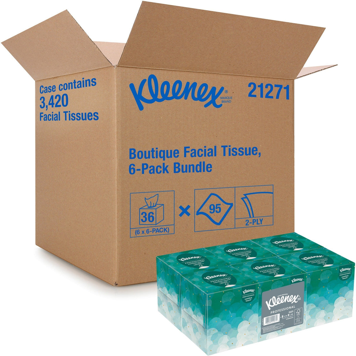 KleenexÂ® Pop-up Box Facial Tissues, White, 2-Ply, 95 Sheets, 36 Boxes (21271CT)