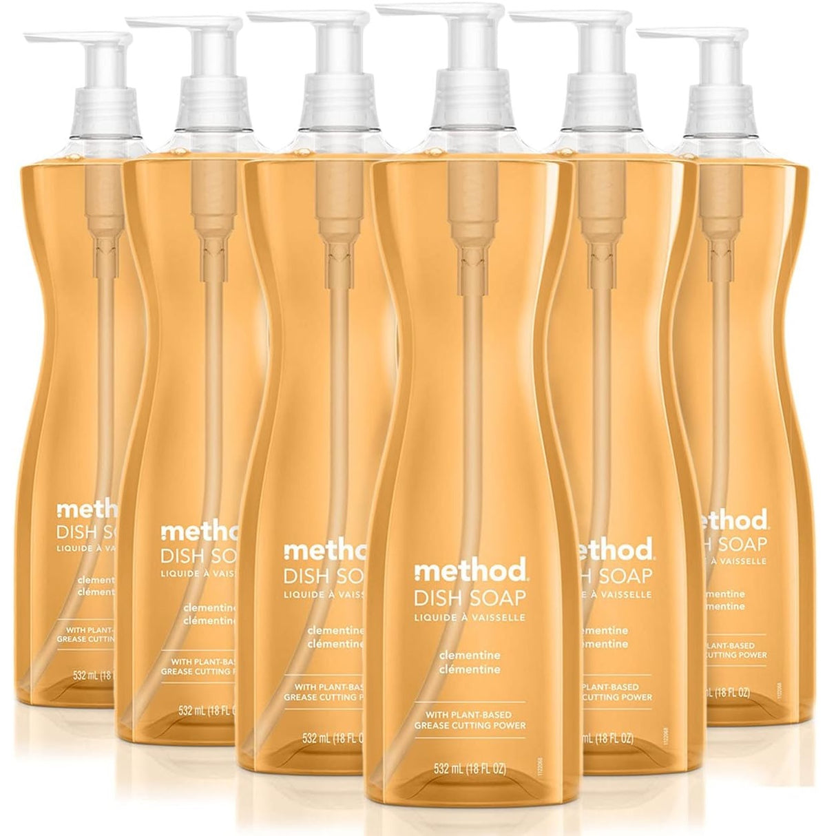 MethodÂ® Dish Soap, Clementine, 18 oz Pump Bottle, 6/Carton (00735CT)