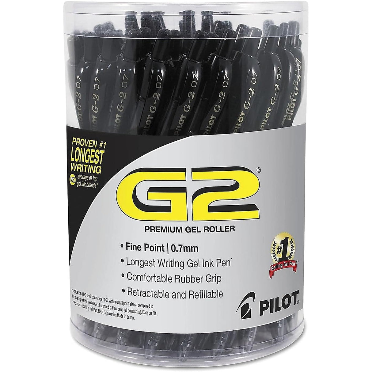 Pilot G2 Premium Gel Pen Convenience Pack, Retractable, Fine 0.7 mm, Black Ink, Smoke/Black Barrel, 36/Pack (84065)
