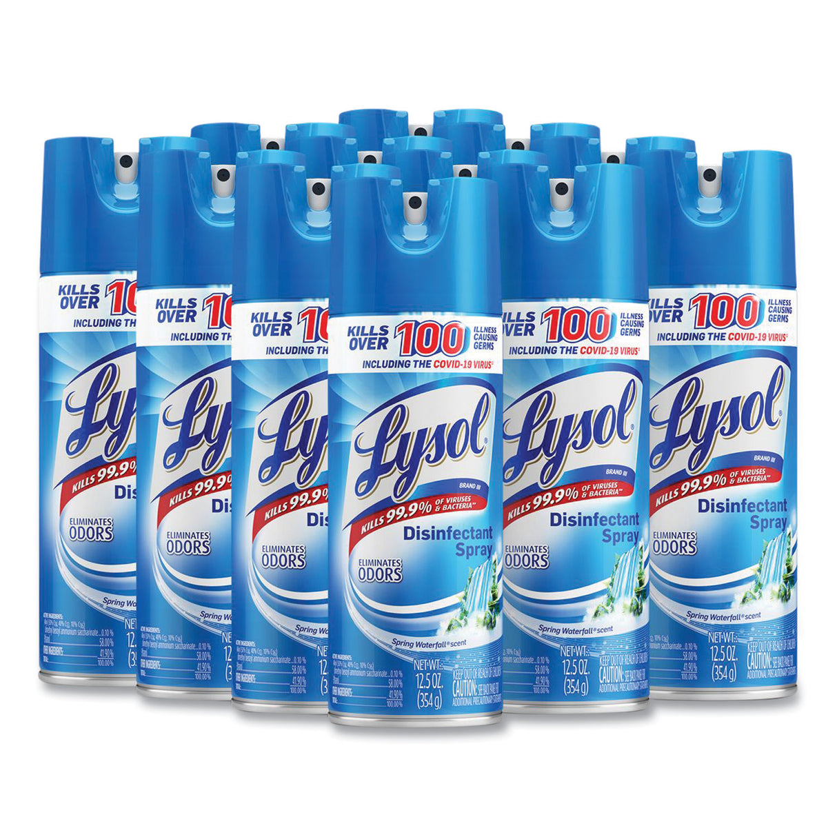 LysolÂ® Disinfectant Spray, Spring Waterfall Scent, 12.5 oz., 12 Cans (02845)