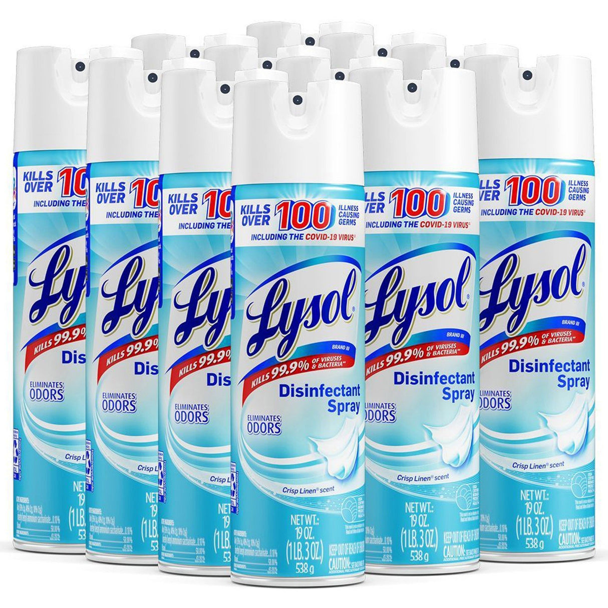 LysolÂ® Disinfectant Spray, Crisp Linen, 19 oz. Aerosol, 12 Cans (79329CT)