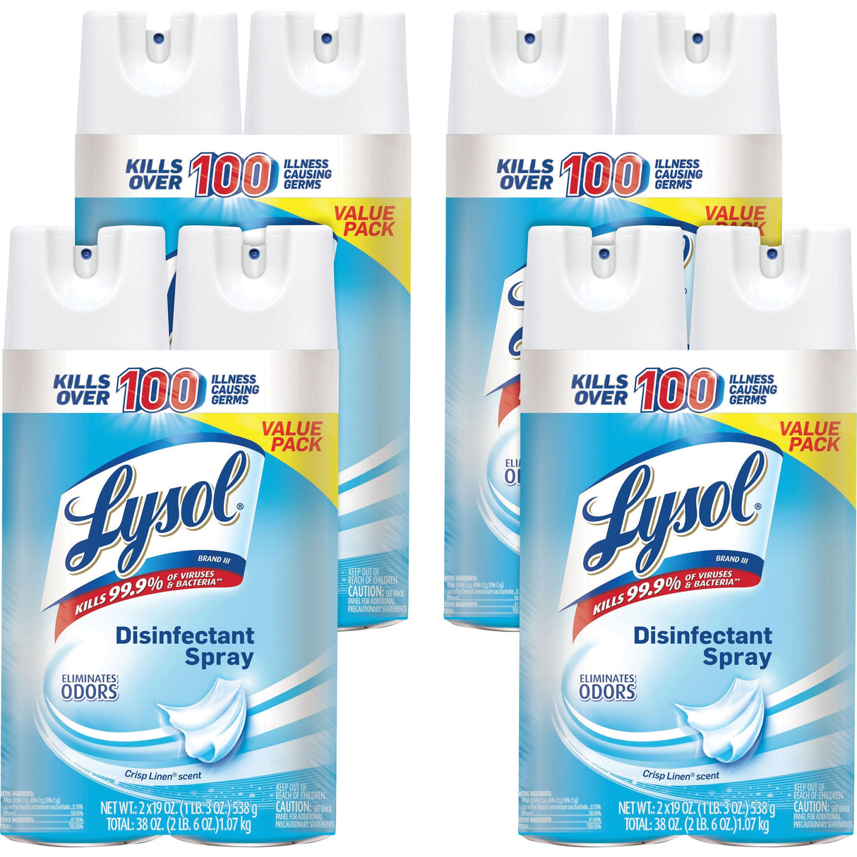 LysolÂ® Disinfectant Spray, Crisp Linen Scent, 19 oz., 8 Cans (99608CT)