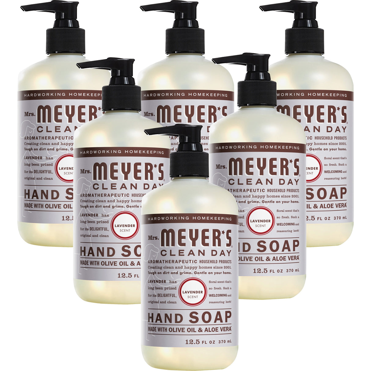 Mrs. Meyer's Clean Day Liquid Hand Soap, Lavender Scent, 12.5 oz, 6/Carton (651311)
