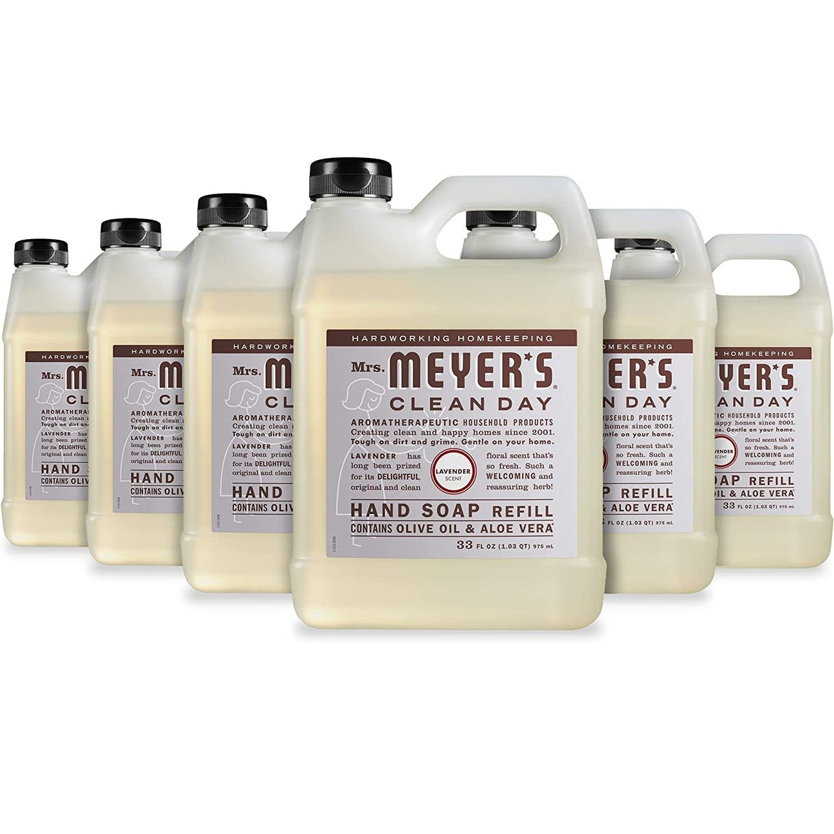 Mrs. Meyer'sÂ® Clean Day Liquid Hand Soap Refill, Lavender, 33 oz, 6 Bottles (651318)