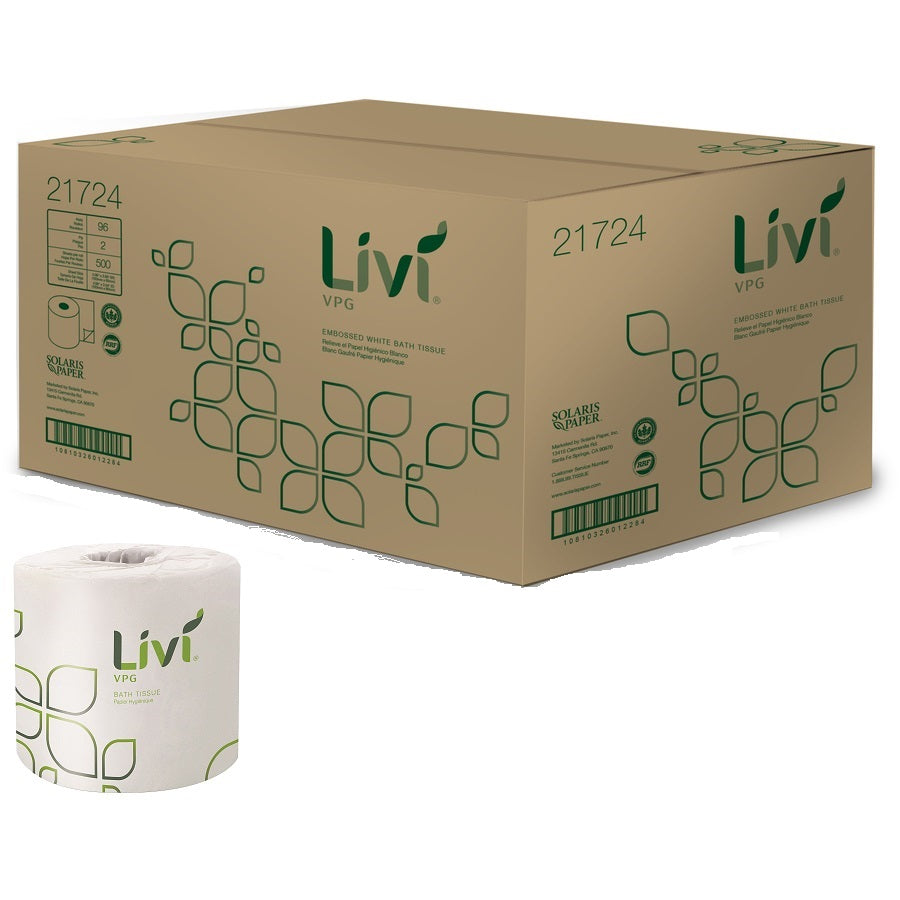 LiviÂ® VPG Toilet Paper, 2-Ply, 500 Sheets, 96 Rolls (21724)