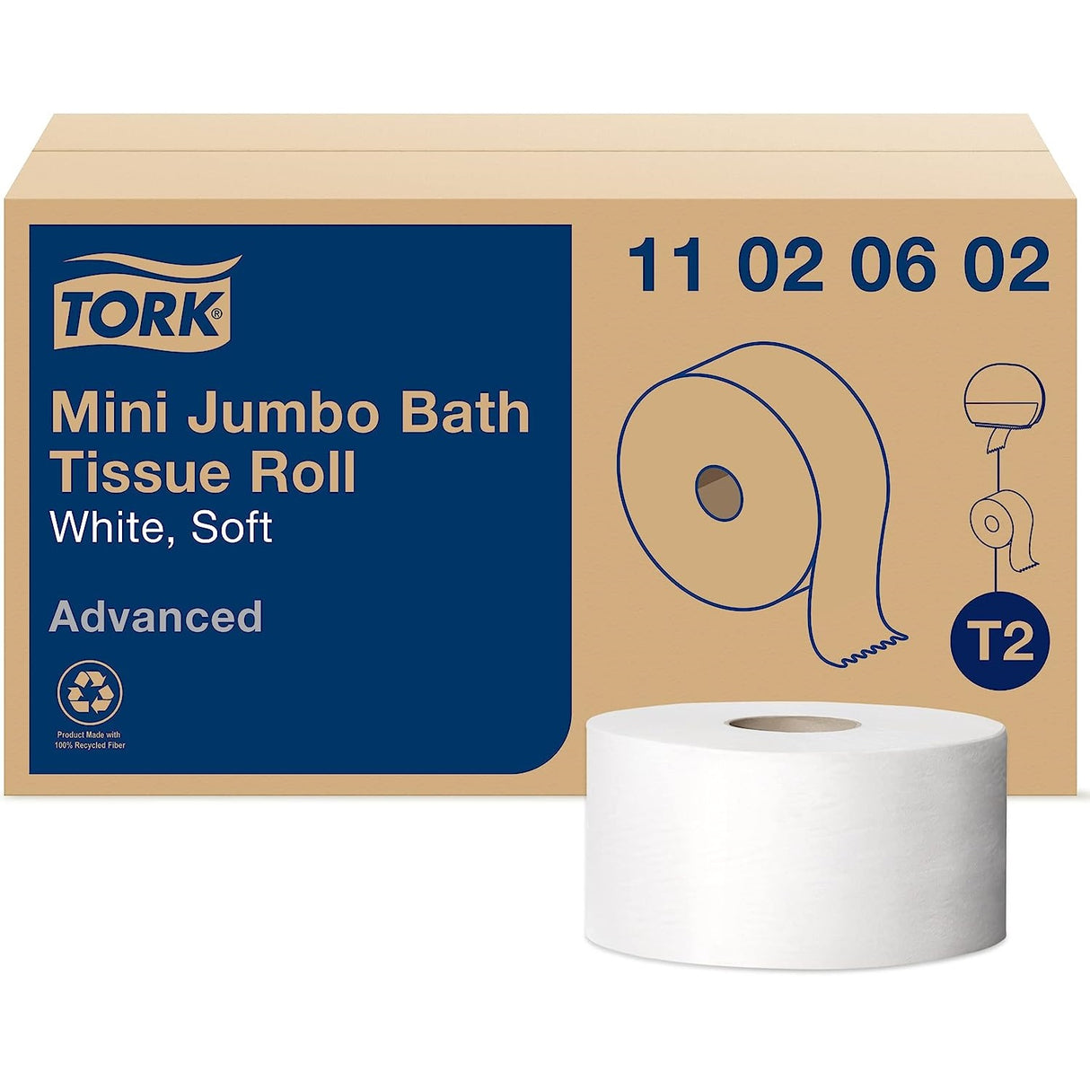 TorkÂ® Toilet Paper, Mini Jumbo 2-Ply, 12 Rolls (11020602)