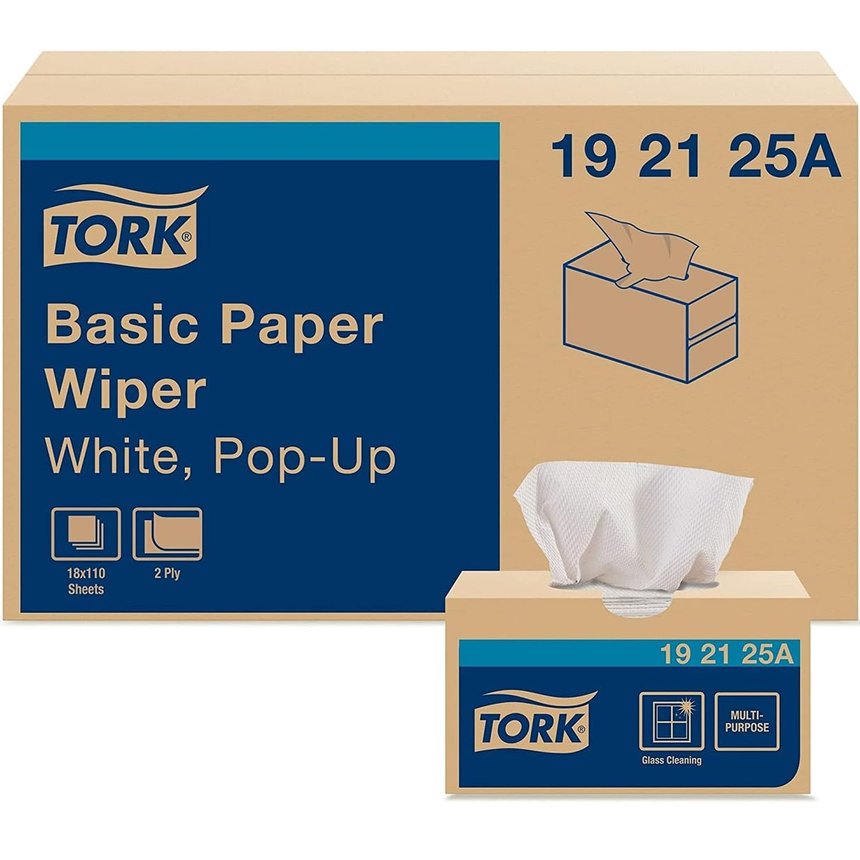 TorkÂ® Multipurpose Paper Wipers, 2-Ply, 110 Wipes/Box, 18 Boxes (192125A)