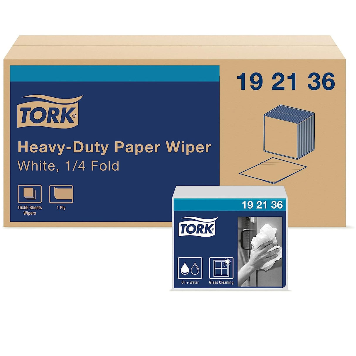 TorkÂ® Heavy-Duty Paper Wiper, 1/4 Fold, 896 Wipers (192136)