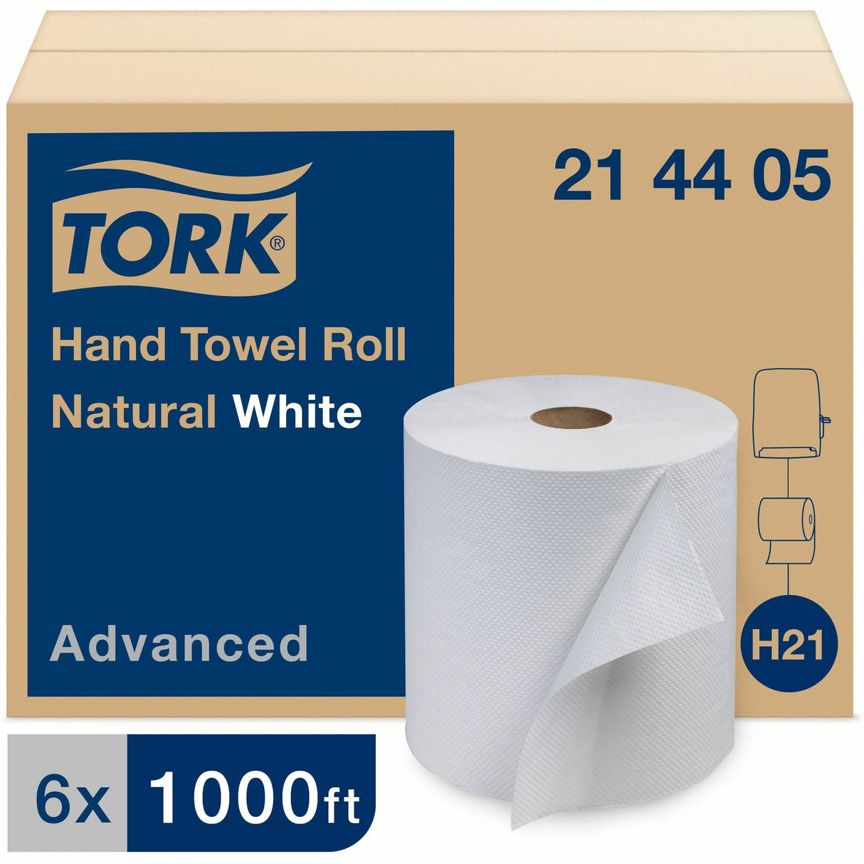 TorkÂ® Advanced Hardwound Roll Paper Towels, White, 1000-ft., 6 Rolls (214405)