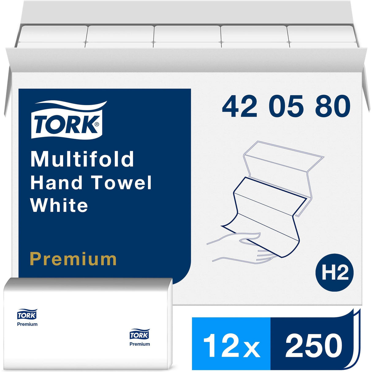 TorkÂ® Premium Multifold Paper Towels, 1-Ply, White, 3000 Towels (420580)