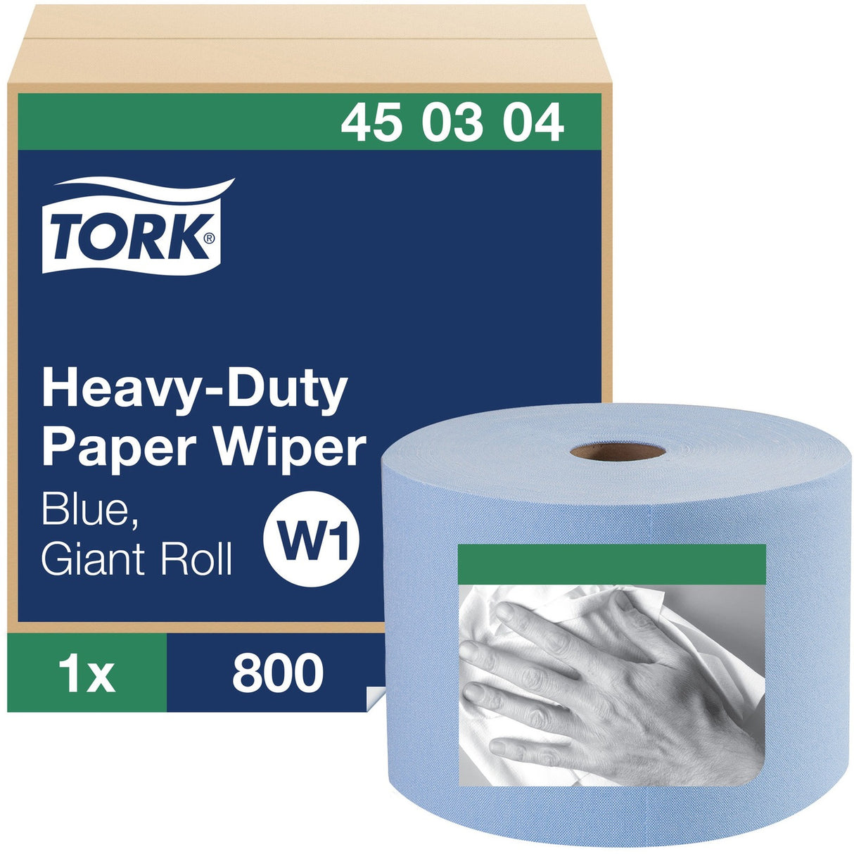TorkÂ® Heavy-Duty Paper Wiper, Blue, 800-ft., 1 Roll (450304)