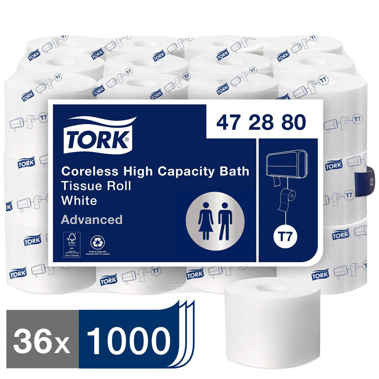 TorkÂ® High-Capacity 2-Ply Toilet Paper, 1000 Sheets, 36 Rolls (472880)