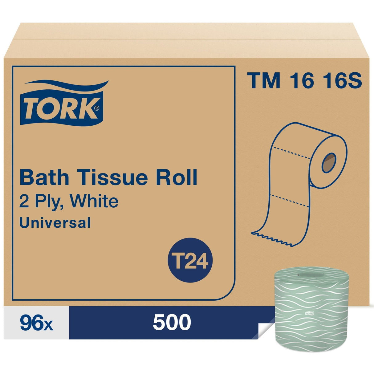 TorkÂ® Standard Toilet Paper, 2-Ply, 500 Sheets, 96 Rolls (TM1616S)