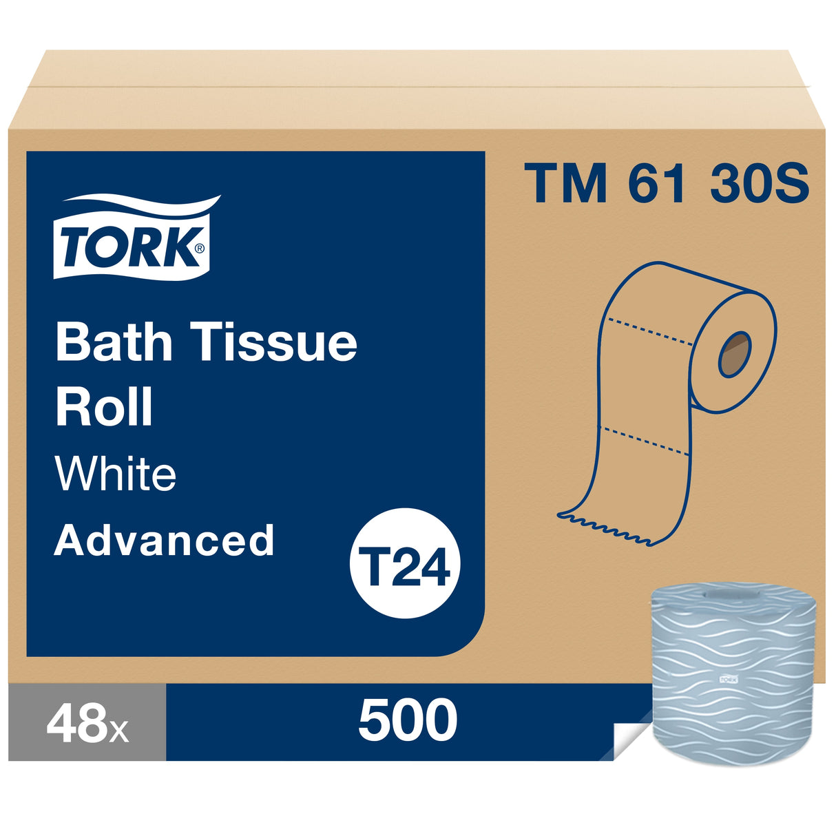TorkÂ® Advanced Toilet Paper, 2-Ply, White, 500 Sheets, 48 Rolls (TM6130S)