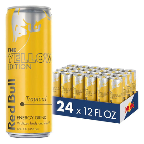 Yellow Edition Energy Drink, Tropical, with 114Mg Caffeine plus Taurine & B Vitamins, 12 Fl Oz, Pack of 24 Cans